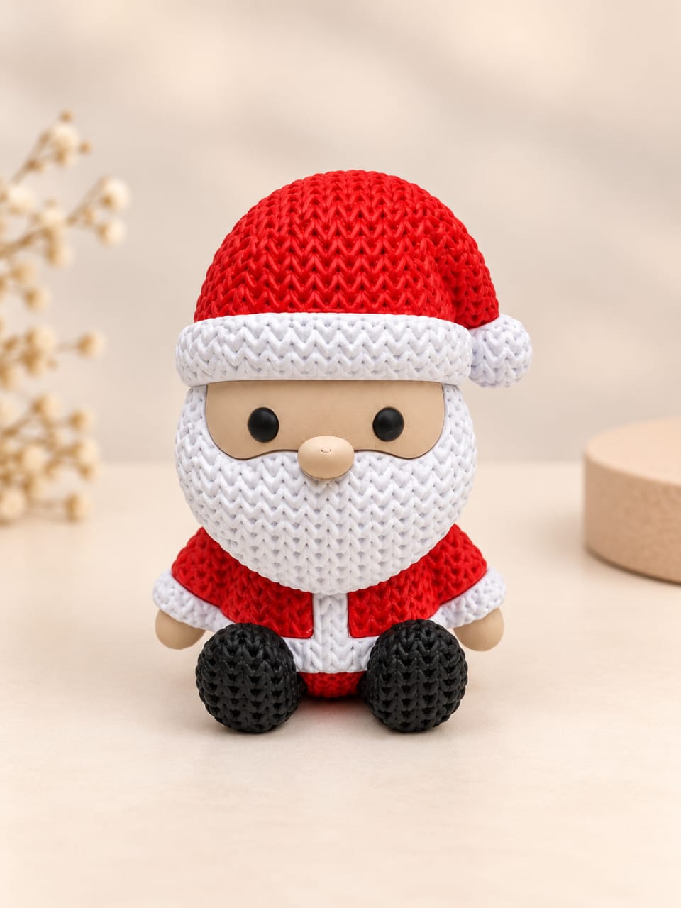 Papai Noel decorativo com textura que lembra tricô